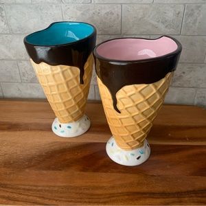Ice Cream Sundae Bowls | Hand Painted Earthenware | Pier 1 Imports | Set of 2